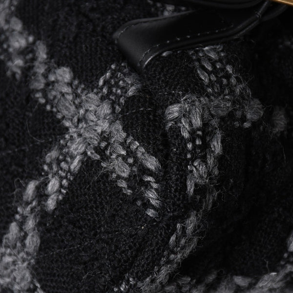 極美品 CHANEL シャネル ツイード デュマ リュック バックパック AS3615 ランダム番台 ココマーク ブラック グレー 中古 4a006717
