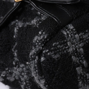 極美品 CHANEL シャネル ツイード デュマ リュック バックパック AS3615 ランダム番台 ココマーク ブラック グレー 中古 4a006717