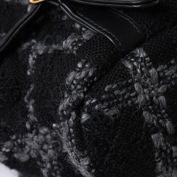 極美品 CHANEL シャネル ツイード デュマ リュック バックパック AS3615 ランダム番台 ココマーク ブラック グレー 中古 4a006717