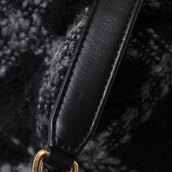 極美品 CHANEL シャネル ツイード デュマ リュック バックパック AS3615 ランダム番台 ココマーク ブラック グレー 中古 4a006717