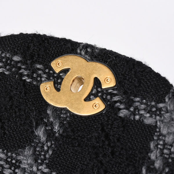 極美品 CHANEL シャネル ツイード デュマ リュック バックパック AS3615 ランダム番台 ココマーク ブラック グレー 中古 4a006717