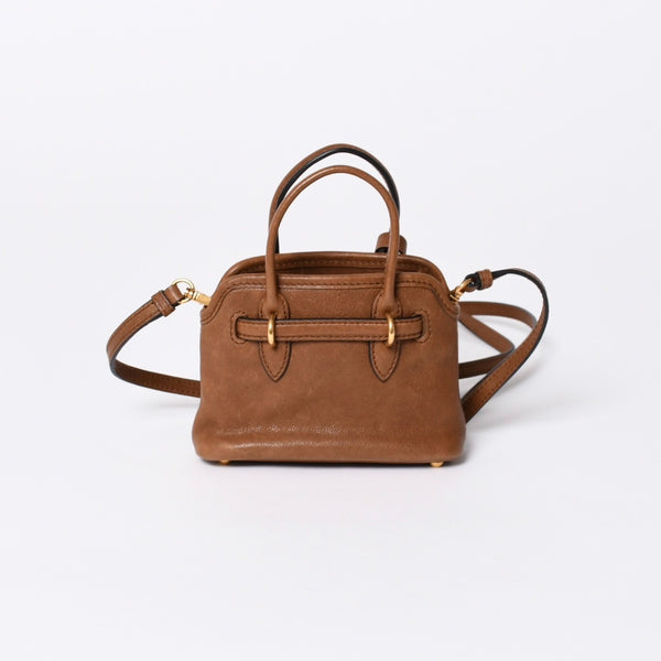 極美品 MIU MIU ミュウミュウ アバンチュール マイクロ トップハンドルバッグ 5BB169 ナッパレザー ブラウン ゴールド金具 中古 4a006231