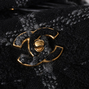 極美品 CHANEL シャネル ツイード デュマ リュック バックパック AS3615 ランダム番台 ココマーク ブラック グレー 中古 4a006717