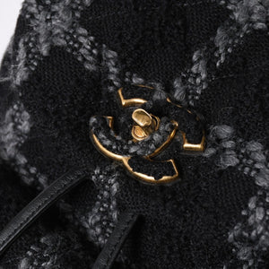 極美品 CHANEL シャネル ツイード デュマ リュック バックパック AS3615 ランダム番台 ココマーク ブラック グレー 中古 4a006717