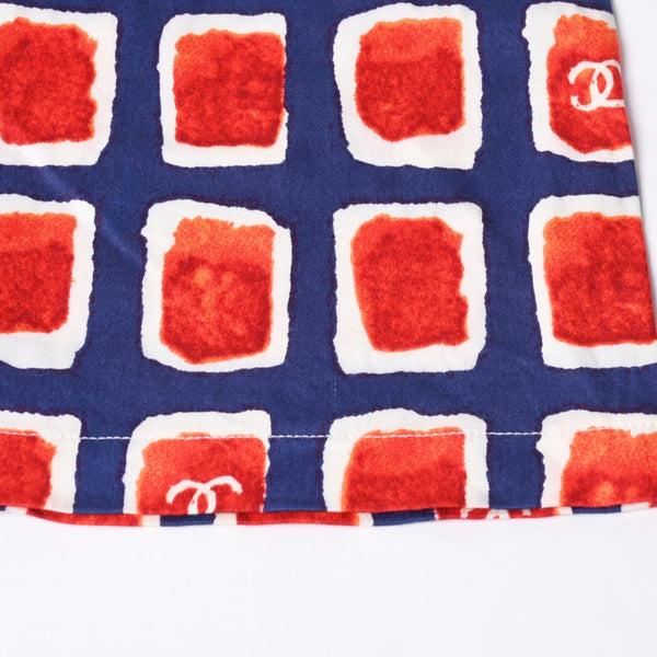 CHANEL シャネル ノースリーブ カットソー P17269V09788 サイズ38 ココマーク ココキューブ ネイビー レッド 美品 中古 4a000890