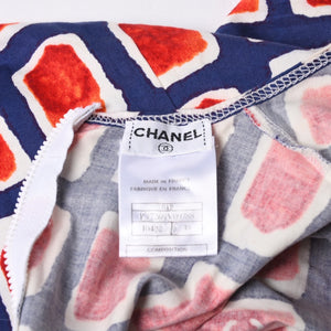 CHANEL シャネル ノースリーブ カットソー P17269V09788 サイズ38 ココマーク ココキューブ ネイビー レッド 美品 中古 4a000890