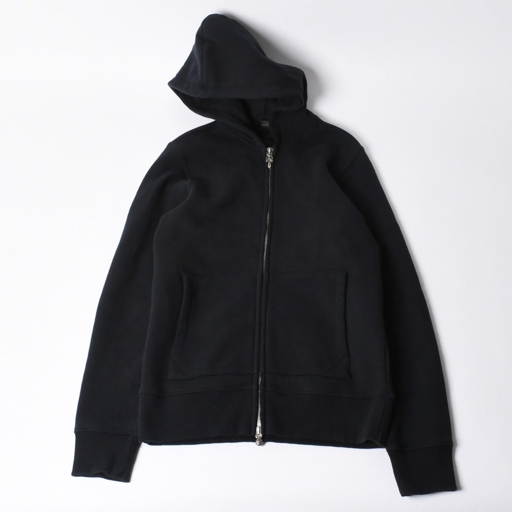CHROME HEARTS クロムハーツ ジップアップフーディー フローラル パーカー サイズM レザーパッチ ブラック 美品 中古 4a000690