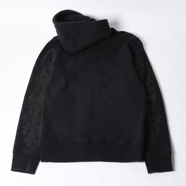 CHROME HEARTS Zip Up Hoodie Floral Parka Size M Leather Patch Black Good Condition Used 4a000690