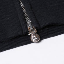 画像をギャラリービューアに読み込む, CHROME HEARTS クロムハーツ ジップアップフーディー フローラル パーカー サイズM レザーパッチ ブラック 美品 中古 4a000690