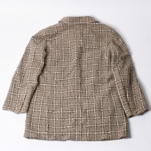 CHANEL Tweed Tailored Jacket PO5934W02262 Size 36, Coco Mark, wool, khaki, pink, black, excellent condition, pre-owned. 4a000888