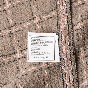 CHANEL Tweed Tailored Jacket PO5934W02262 Size 36, Coco Mark, wool, khaki, pink, black, excellent condition, pre-owned. 4a000888
