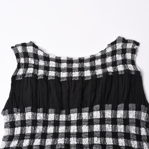 極美品 ISSEY MIYAKE me イッセイミヤケ ミー ワンピース プリーツ ホワイト ブラック MI42FR622 ポリエステル サイズF 中古 4a014077