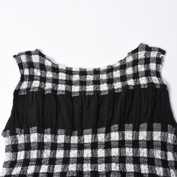 極美品 ISSEY MIYAKE me イッセイミヤケ ミー ワンピース プリーツ ホワイト ブラック MI42FR622 ポリエステル サイズF 中古 4a014077