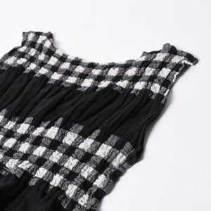 極美品 ISSEY MIYAKE me イッセイミヤケ ミー ワンピース プリーツ ホワイト ブラック MI42FR622 ポリエステル サイズF 中古 4a014077