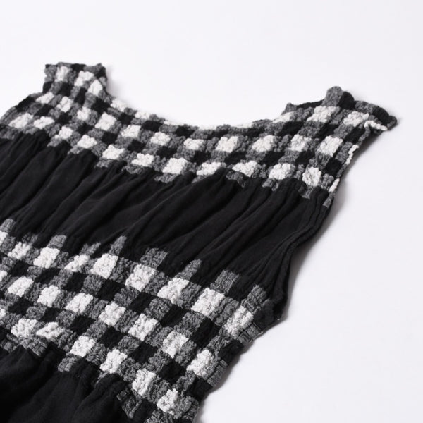 極美品 ISSEY MIYAKE me イッセイミヤケ ミー ワンピース プリーツ ホワイト ブラック MI42FR622 ポリエステル サイズF 中古 4a014077