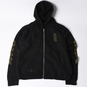 New and unused CHROME HEARTS Zip Up Black Gold Parka Size L Dagger Zip Old English Logo Used 4a000680