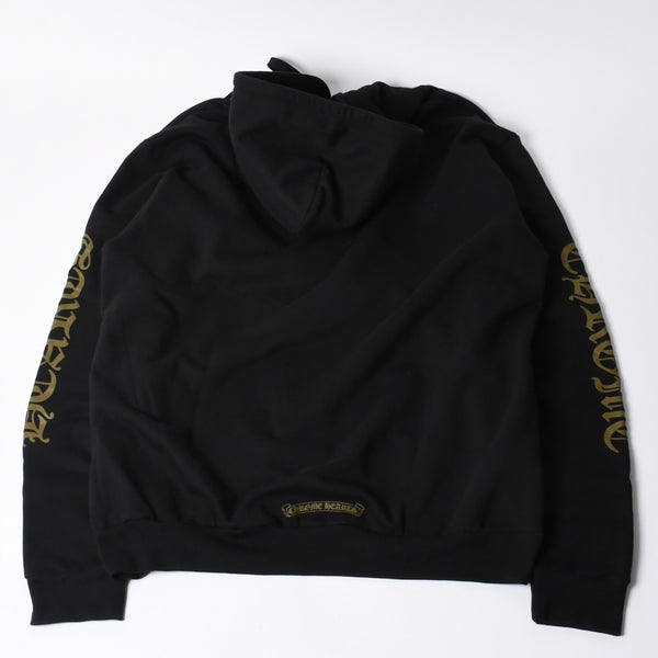 New and unused CHROME HEARTS Zip Up Black Gold Parka Size L Dagger Zip Old English Logo Used 4a000680