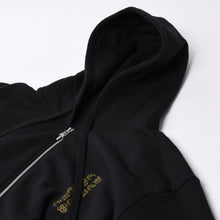 画像をギャラリービューアに読み込む, 新品未使用 CHROME HEARTS クロムハーツ ジップアップ ブラック ゴールド パーカー サイズL ダガージップ オールドイングリッシュロゴ 中古 4a000680