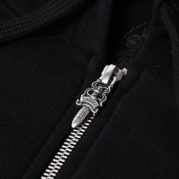 New and unused CHROME HEARTS Zip Up Black Gold Parka Size L Dagger Zip Old English Logo Used 4a000680