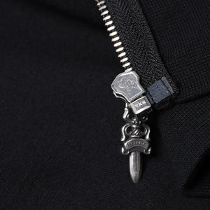 New and unused CHROME HEARTS Zip Up Black Gold Parka Size L Dagger Zip Old English Logo Used 4a000680