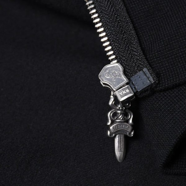New and unused CHROME HEARTS Zip Up Black Gold Parka Size L Dagger Zip Old English Logo Used 4a000680