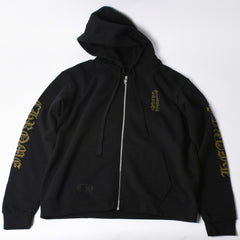 New and unused CHROME HEARTS Zip Up Black Gold Parka Size L Dagger Zip Old English Logo Used 4a000681