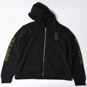 New and unused CHROME HEARTS Zip Up Black Gold Parka Size L Dagger Zip Old English Logo Used 4a000681