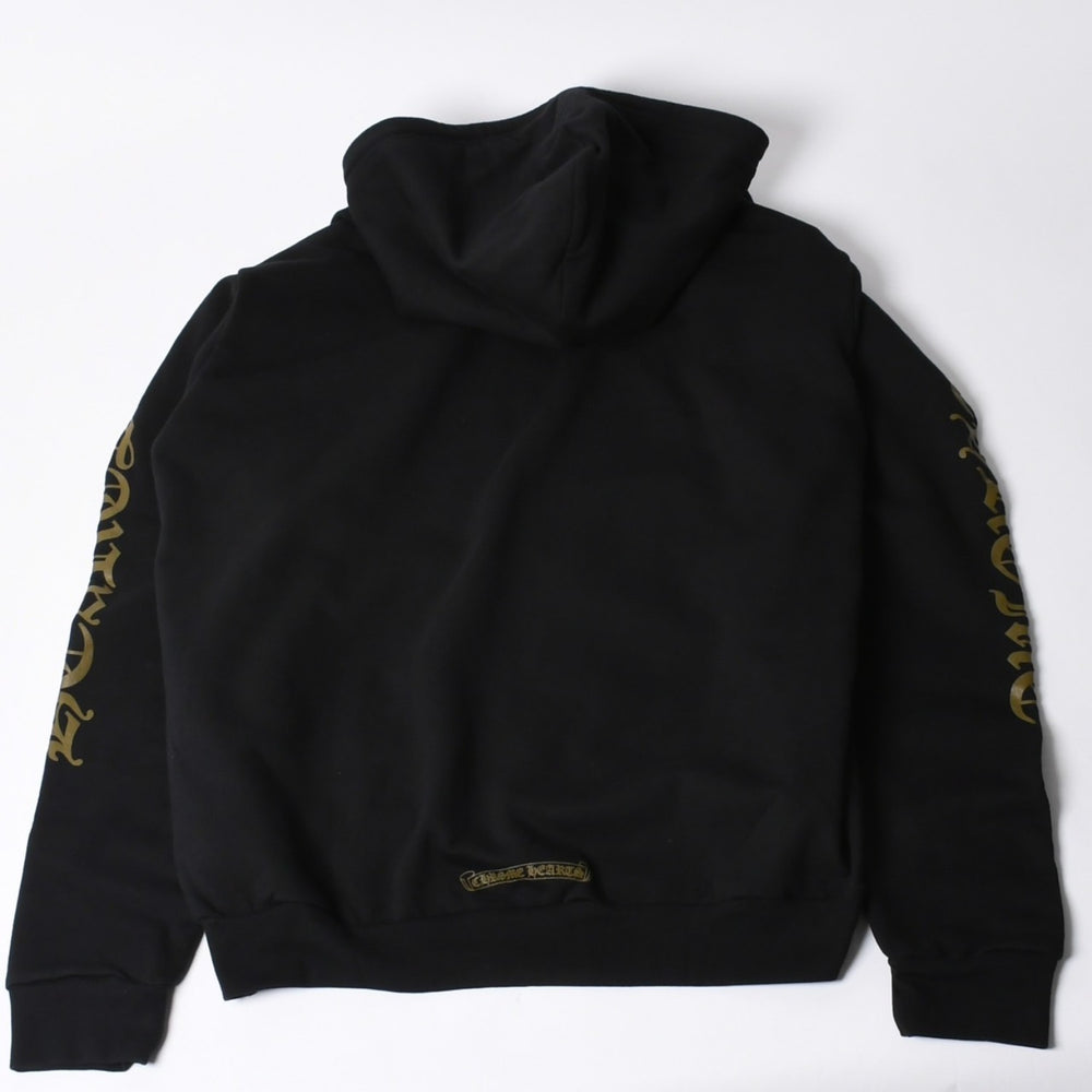 New and unused CHROME HEARTS Zip Up Black Gold Parka Size L Dagger Zip Old English Logo Used 4a000681