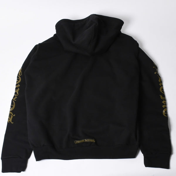 New and unused CHROME HEARTS Zip Up Black Gold Parka Size L Dagger Zip Old English Logo Used 4a000681