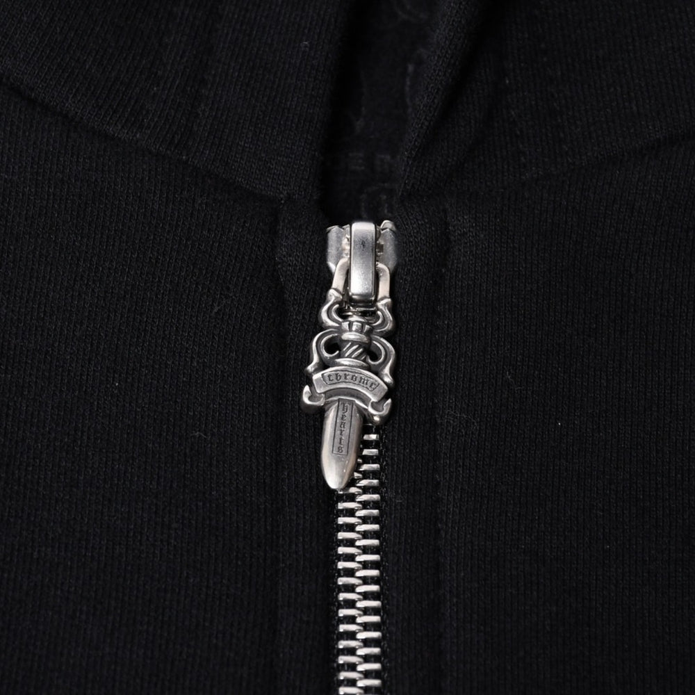 新品未使用 CHROME HEARTS クロムハーツ ジップアップ ブラック ゴールド パーカー サイズL ダガージップ オールドイングリッシュロゴ 中古 4a000681
