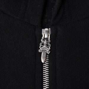 New and unused CHROME HEARTS Zip Up Black Gold Parka Size L Dagger Zip Old English Logo Used 4a000681
