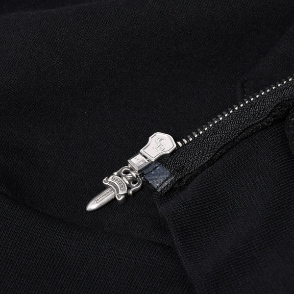New and unused CHROME HEARTS Zip Up Black Gold Parka Size L Dagger Zip Old English Logo Used 4a000681