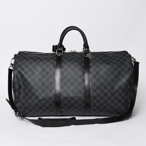 Very good condition LOUIS VUITTON Keepall Bandouliere 55 Boston bag N41413 Damier Graphite Black Used 4a000669