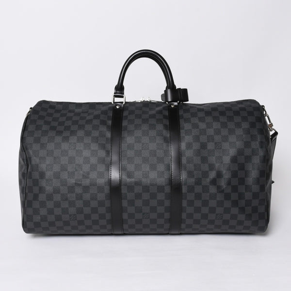 Very good condition LOUIS VUITTON Keepall Bandouliere 55 Boston bag N41413 Damier Graphite Black Used 4a000669