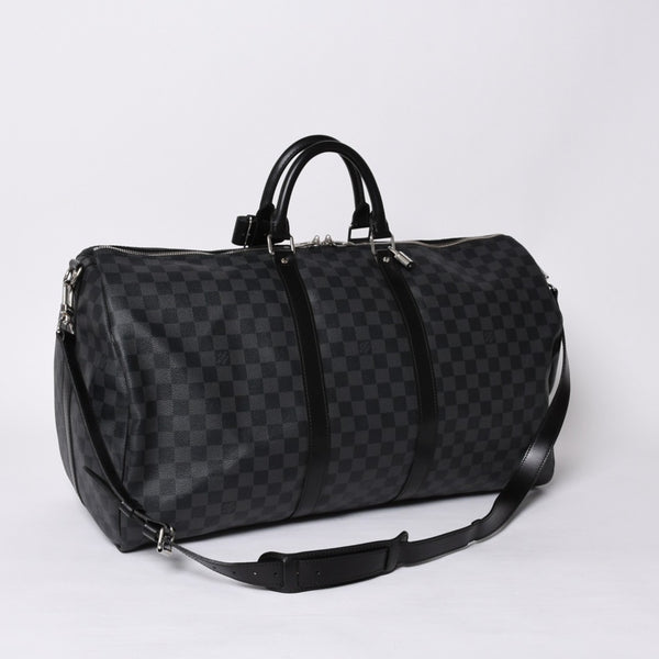 Very good condition LOUIS VUITTON Keepall Bandouliere 55 Boston bag N41413 Damier Graphite Black Used 4a000669