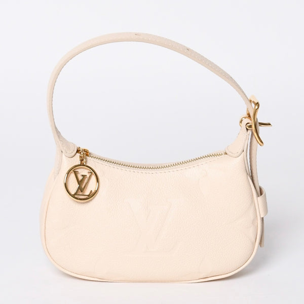 新品同様 LOUIS VUITTON ルイヴィトン ミニムーン モノグラムアンプラント ホワイト ホーボー M82519 レザー ゴールド金具 中古 4a000718