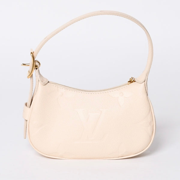 新品同様 LOUIS VUITTON ルイヴィトン ミニムーン モノグラムアンプラント ホワイト ホーボー M82519 レザー ゴールド金具 中古 4a000718