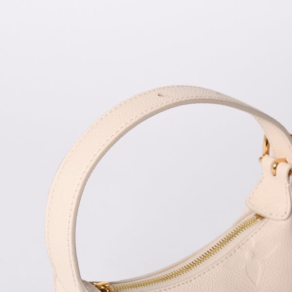 新品同様 LOUIS VUITTON ルイヴィトン ミニムーン モノグラムアンプラント ホワイト ホーボー M82519 レザー ゴールド金具 中古 4a000718