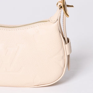新品同様 LOUIS VUITTON ルイヴィトン ミニムーン モノグラムアンプラント ホワイト ホーボー M82519 レザー ゴールド金具 中古 4a000718