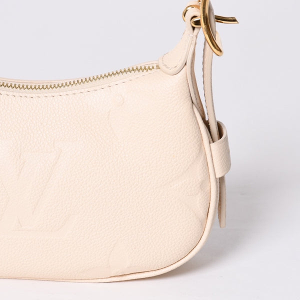 新品同様 LOUIS VUITTON ルイヴィトン ミニムーン モノグラムアンプラント ホワイト ホーボー M82519 レザー ゴールド金具 中古 4a000718