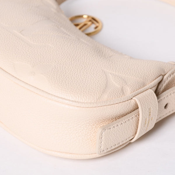 新品同様 LOUIS VUITTON ルイヴィトン ミニムーン モノグラムアンプラント ホワイト ホーボー M82519 レザー ゴールド金具 中古 4a000718