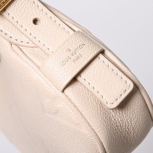 新品同様 LOUIS VUITTON ルイヴィトン ミニムーン モノグラムアンプラント ホワイト ホーボー M82519 レザー ゴールド金具 中古 4a000718