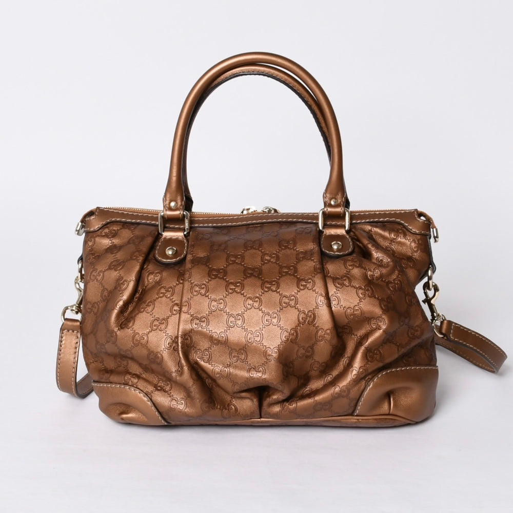極美品 GUCCI グッチ 247902 Sukey Model スーキーモデル グッチシマ ゴールドカラー Tote Bag トートバッグ 2WAY 中古 4a000752