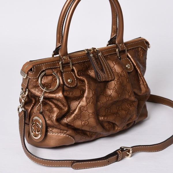 Very Good Condition GUCCI 247902 Sukey Model Guccisima Gold Color Tote Bag 2WAY Used 4a000752