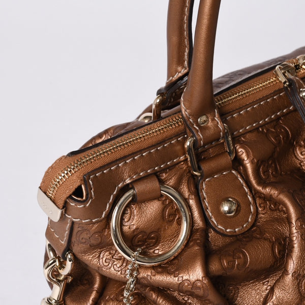 Very Good Condition GUCCI 247902 Sukey Model Guccisima Gold Color Tote Bag 2WAY Used 4a000752