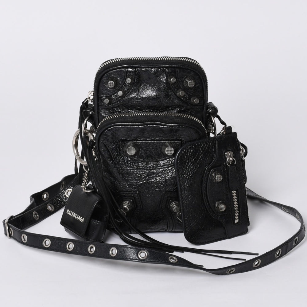 BALENCIAGA バレンシアガ ルカゴール ショルダーバッグ メンズバッグ 742015 ブラック シルバー金具 美品 中古 4a000733