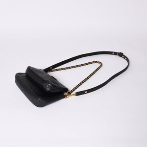 極美品 LOUIS VUITTON ルイヴィトン モノグラム アンプラント ミュルティ ポシェット アクセソワール ブラック M80399 現行 ゴールド金具 中古 4a000801