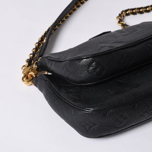 極美品 LOUIS VUITTON ルイヴィトン モノグラム アンプラント ミュルティ ポシェット アクセソワール ブラック M80399 現行 ゴールド金具 中古 4a000801