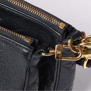 極美品 LOUIS VUITTON ルイヴィトン モノグラム アンプラント ミュルティ ポシェット アクセソワール ブラック M80399 現行 ゴールド金具 中古 4a000801