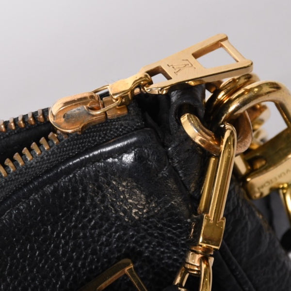 極美品 LOUIS VUITTON ルイヴィトン モノグラム アンプラント ミュルティ ポシェット アクセソワール ブラック M80399 現行 ゴールド金具 中古 4a000801